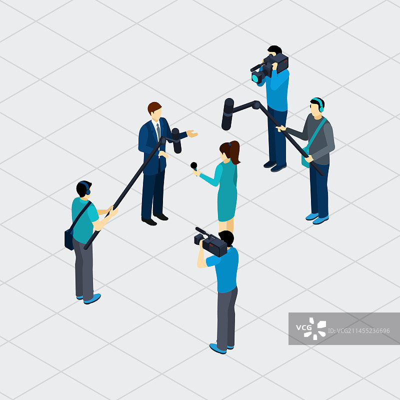 记者职业团队合作2.5D banner图片素材