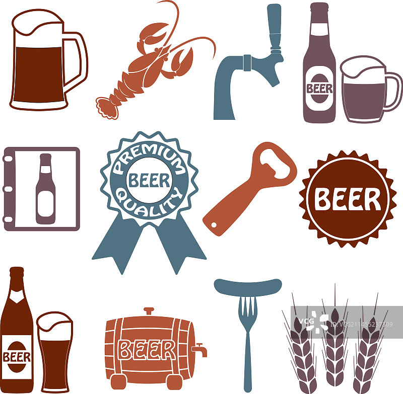 彩色饮品标签啤酒图标图片素材