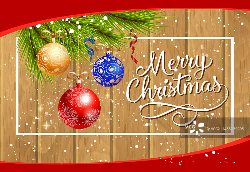 圣诞快乐铭文和装饰球图片素材