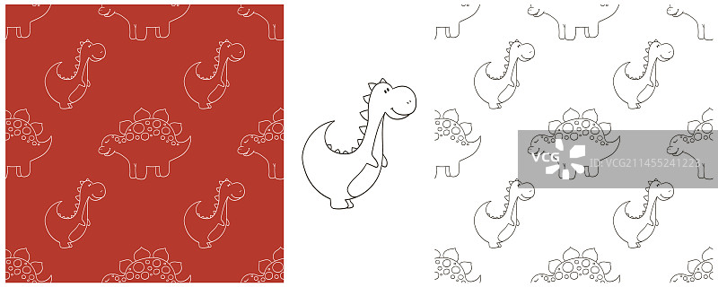 侏罗纪恐龙填色套装图片素材