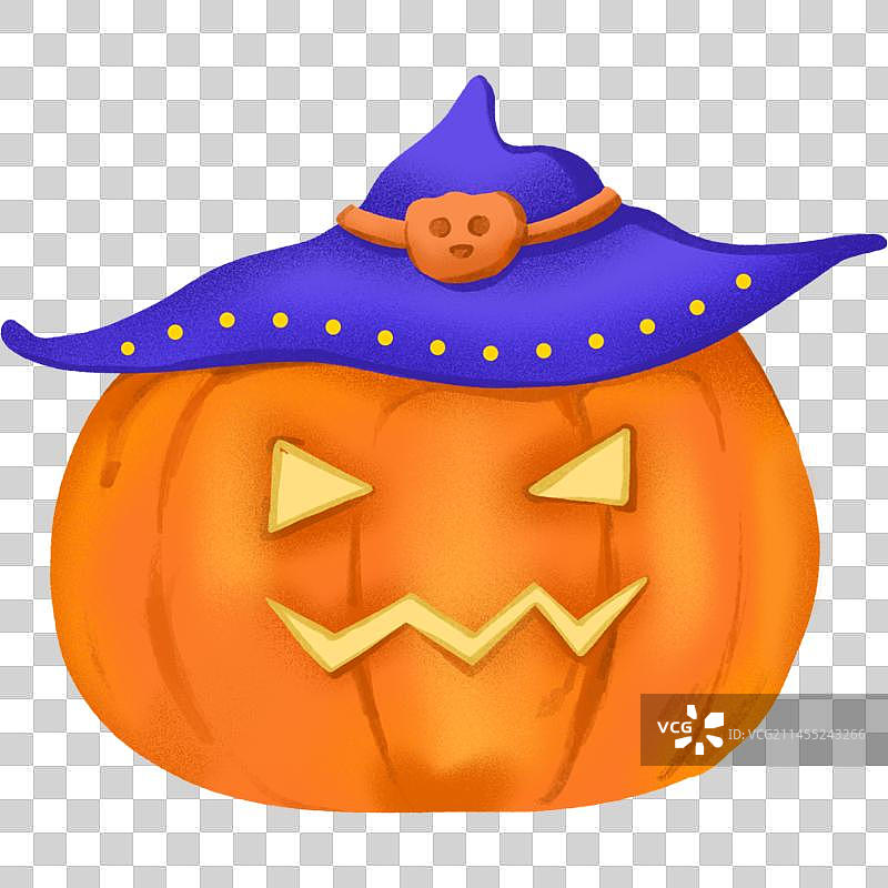 戴帽子的万圣节南瓜元素插画图片素材