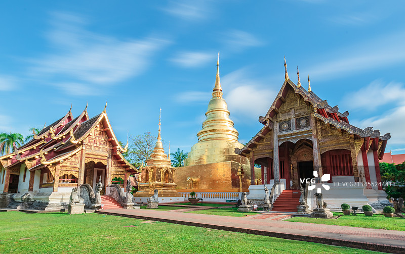 泰国清迈古城帕辛寺建筑风光图片素材