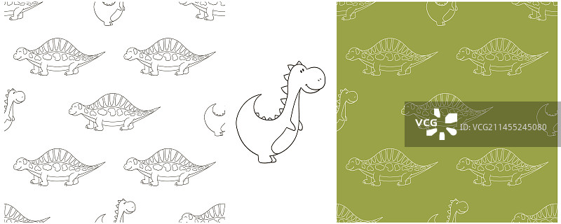 侏罗纪恐龙填色套装图片素材