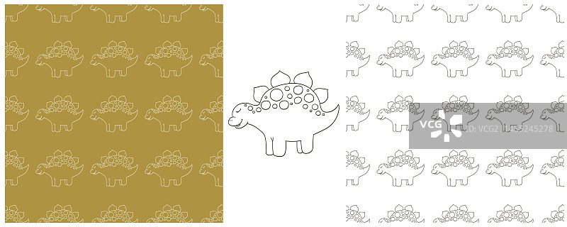 侏罗纪恐龙填色套装图片素材