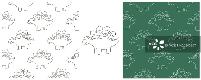 侏罗纪恐龙填色套装图片素材