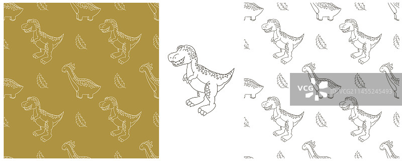 侏罗纪恐龙填色套装图片素材