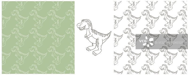 侏罗纪恐龙填色套装图片素材