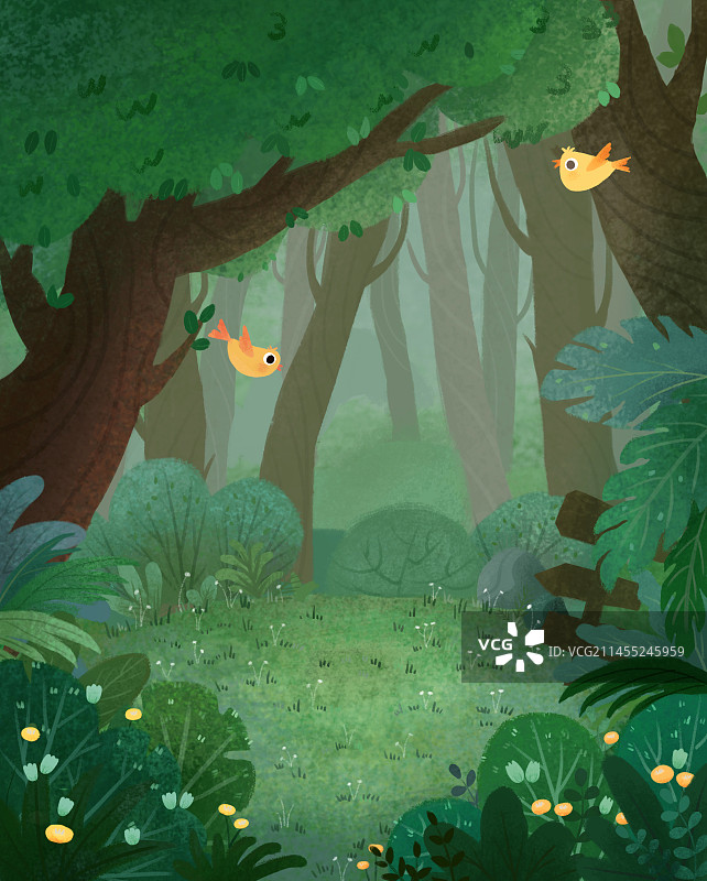 森林花丛树木花丛植物背景图片素材