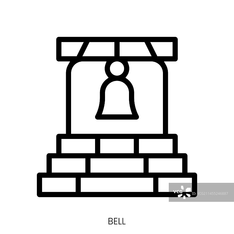 白色背景线条艺术铃铛图标图片素材