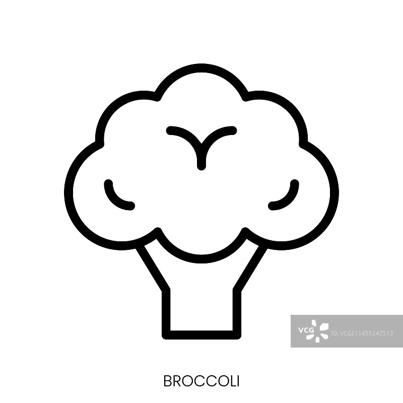 西兰花线条艺术风格设计隔离图标图片素材