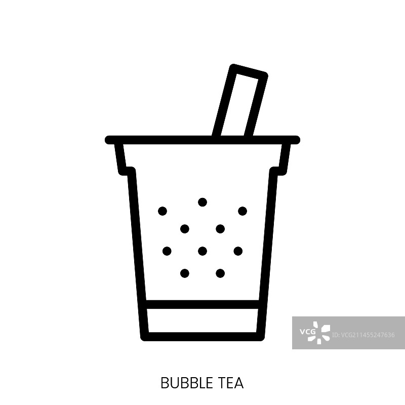 珍珠奶茶图标线条艺术风格设计图片素材