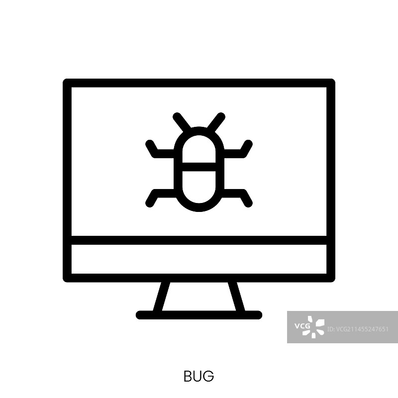 白色背景上的Bug图标线条艺术设计图片素材