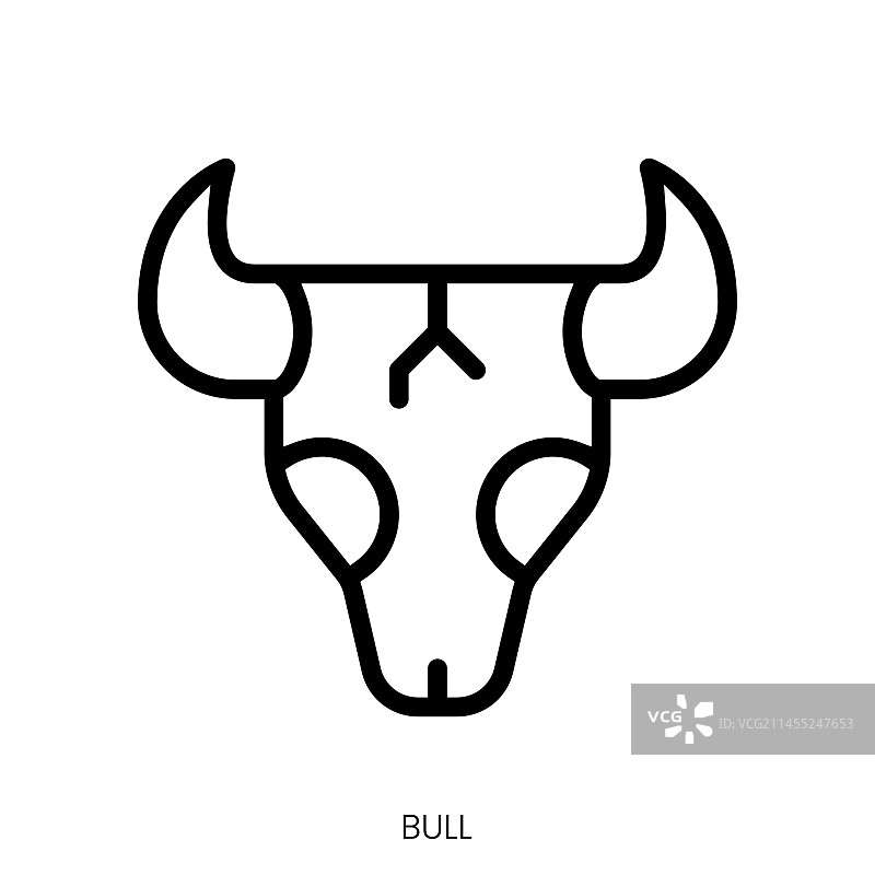 白色背景上的公牛图标线条艺术风格设计图片素材