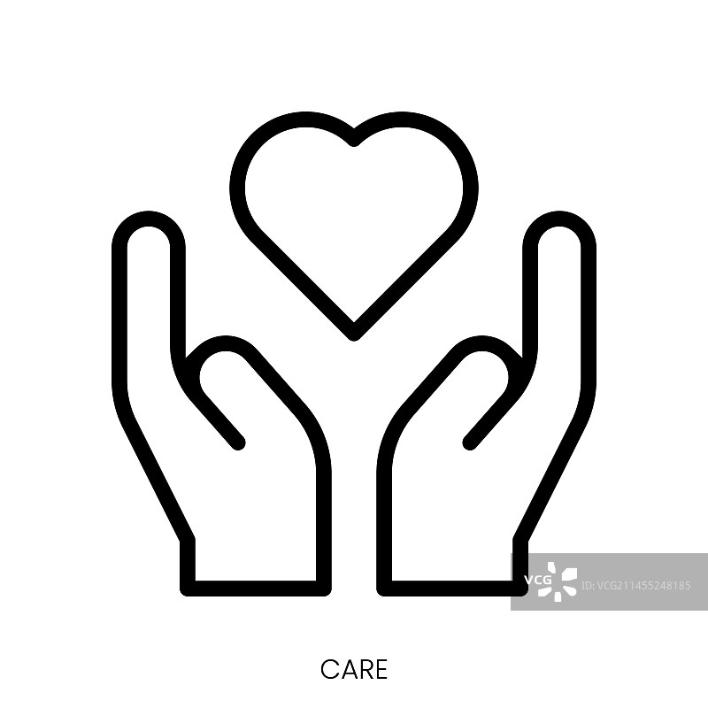 白色背景上的护理图标线条艺术设计图片素材