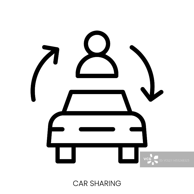 汽车共享图标线条艺术风格设计隔离图片素材