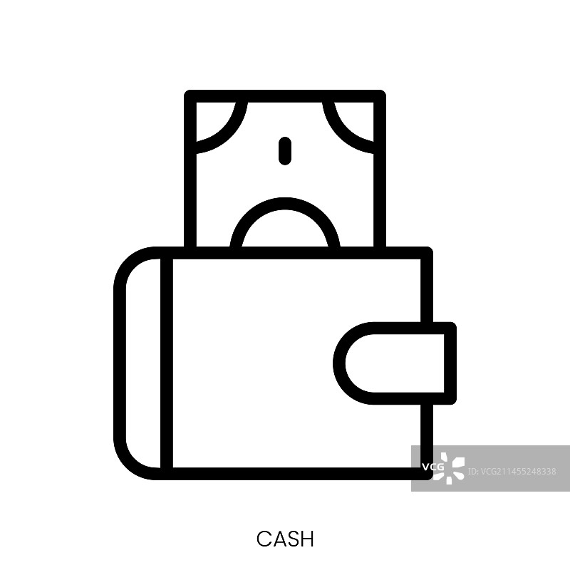 隔离在白色背景上的现金图标线条艺术风格设计图片素材