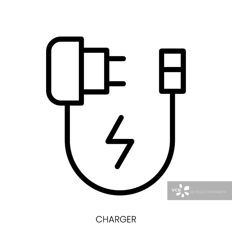 充电器线性艺术风格设计图标图片素材