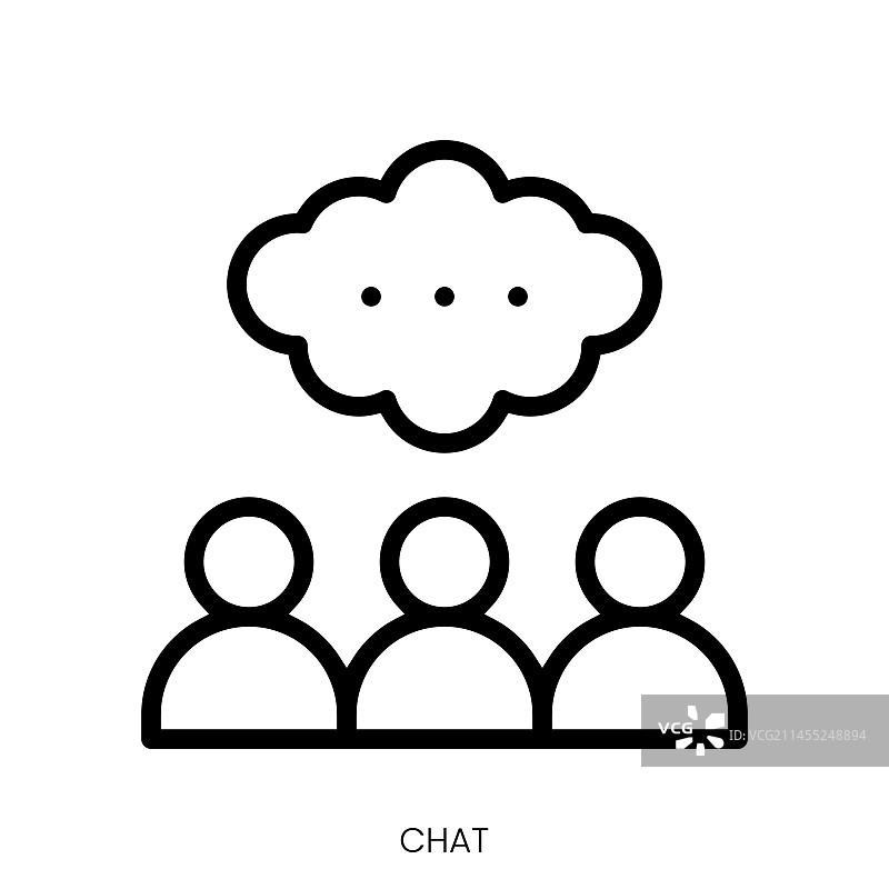 白色背景上隔离的聊天图标线条艺术设计图片素材