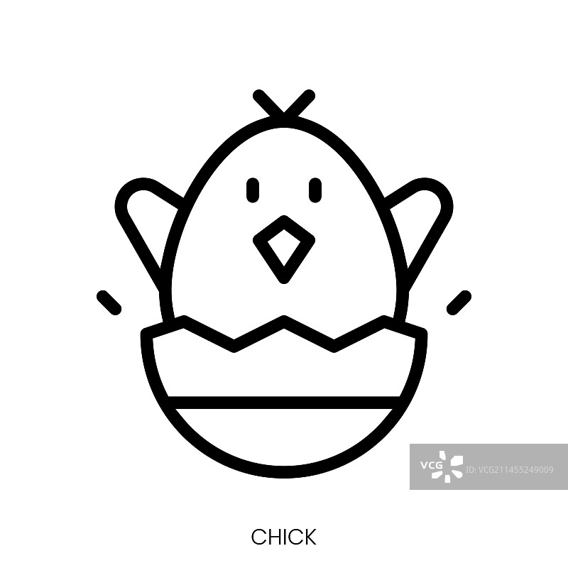 小鸡图标线条艺术风格设计图片素材