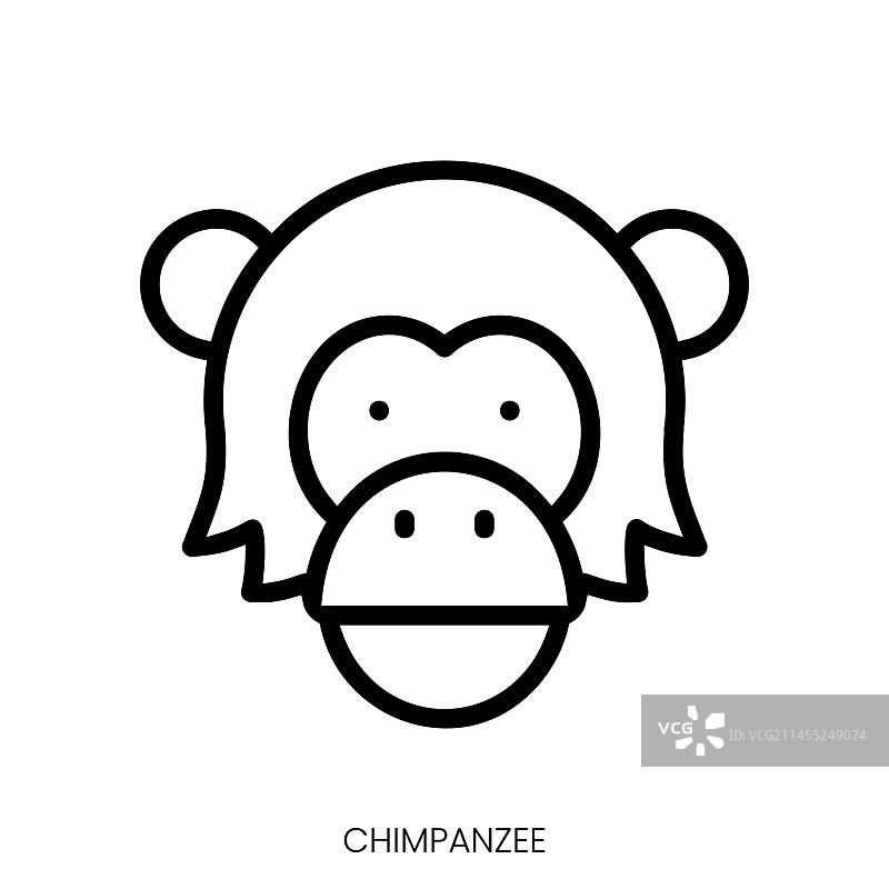 黑猩猩图标线条艺术风格设计图片素材