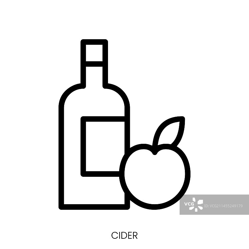 苹果酒图标线条艺术风格设计图片素材