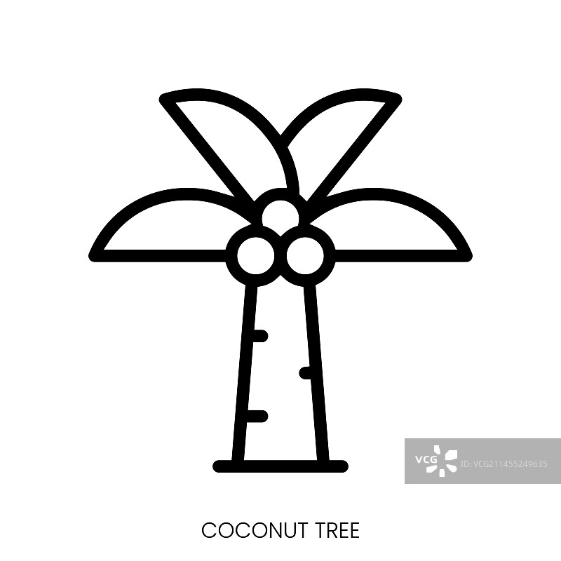 椰树图标线条艺术风格设计孤立图片素材