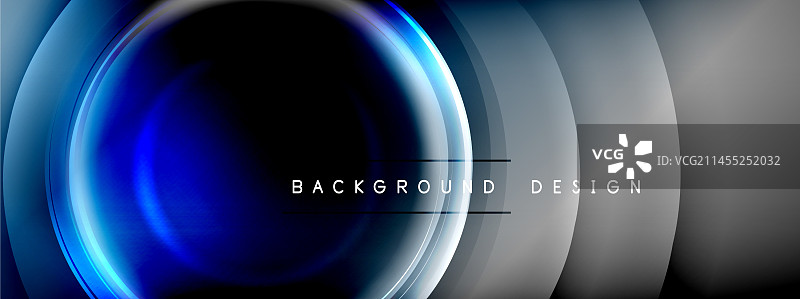 圆线和气泡上明亮的发光效果图片素材