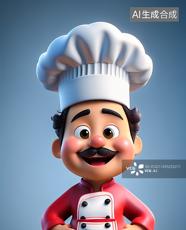 【AI数字艺术】可爱厨师3D卡通手办图片素材