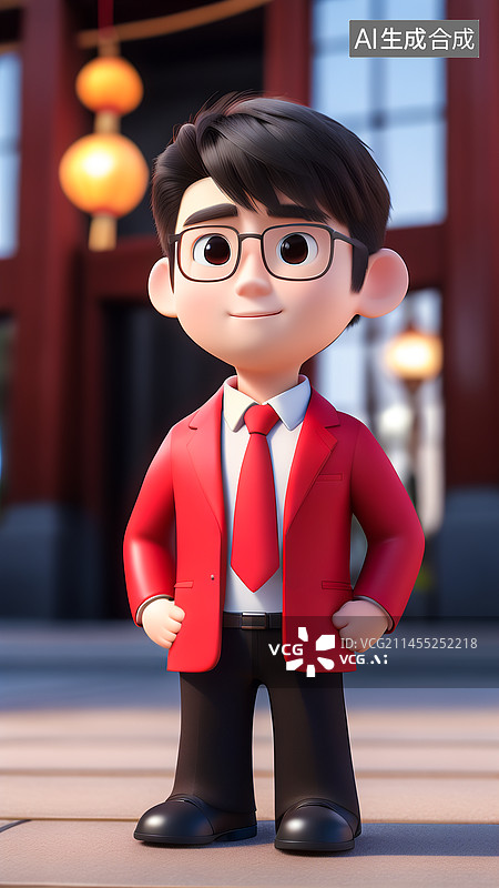 【AI数字艺术】男律师推销员商人3D卡通手办图片素材