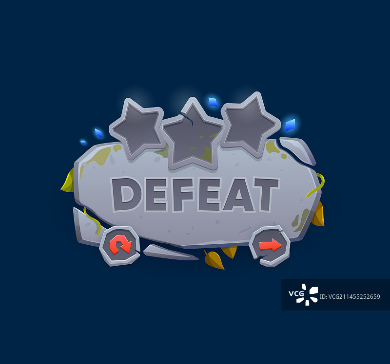 游戏失败徽章或盾牌UI弹窗banner图片素材