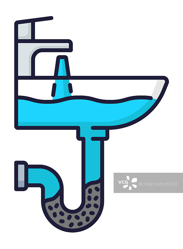 水管工水槽水管维修彩色图标图片素材