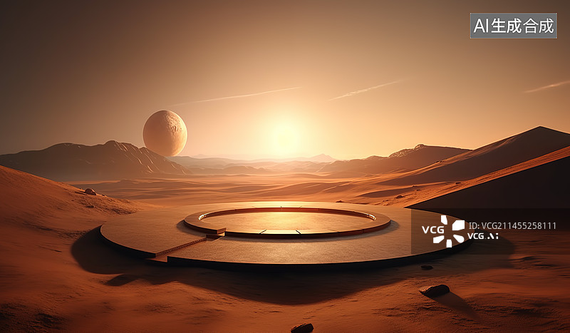 【AI数字艺术】创意三维空间3D圆形展台图片素材