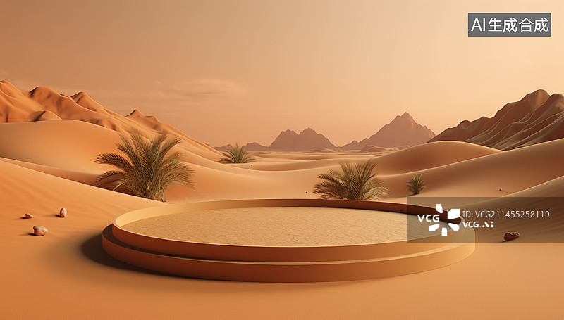 【AI数字艺术】创意三维空间3D圆形展台图片素材