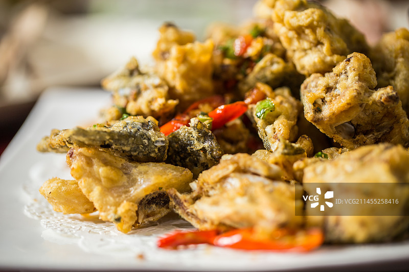 中式烹饪菜肴油炸鱼图片素材