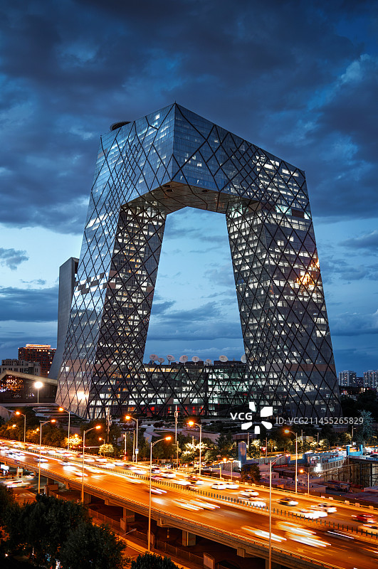 北京地标建筑北京cbd夜景图片素材