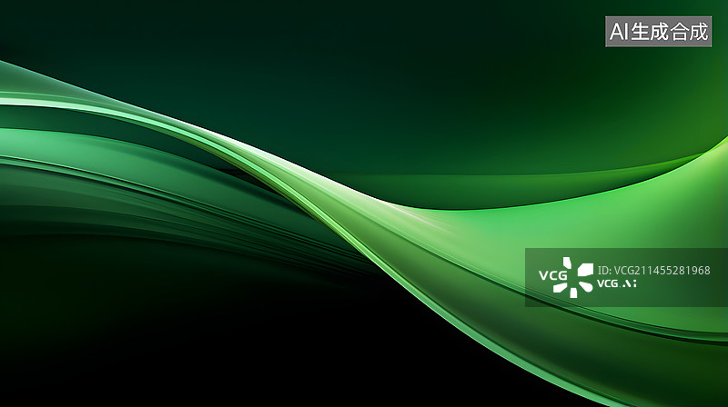 【AI数字艺术】数码科技绿色几何曲线抽象海报网页PPT背景图片素材