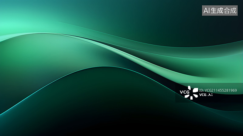 【AI数字艺术】数码科技绿色几何曲线抽象海报网页PPT背景图片素材