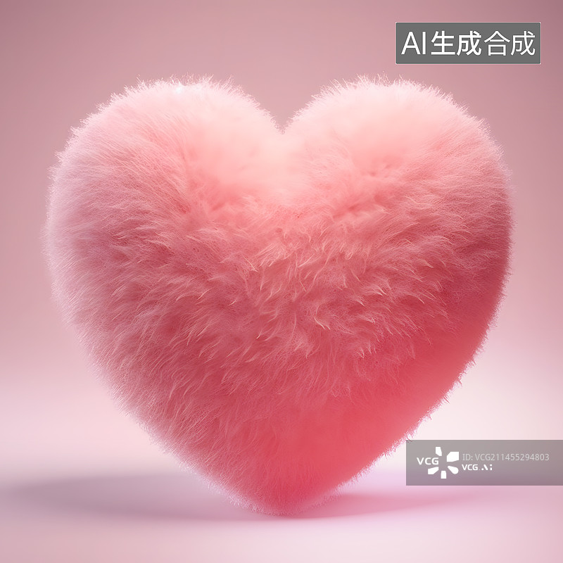 【AI数字艺术】毛绒质感粉色爱心图片素材