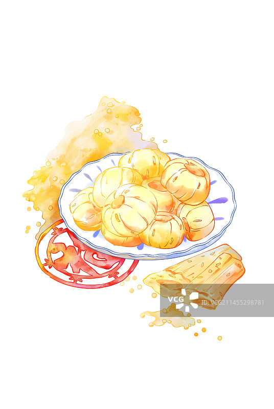 水墨水彩糖瓜粘新年插画图片素材