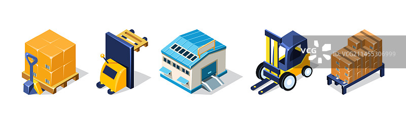 包含叉车和房屋的仓库素材图片素材