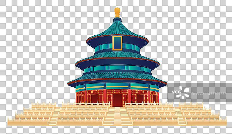 北京城市地标建筑天坛公园插画图片素材