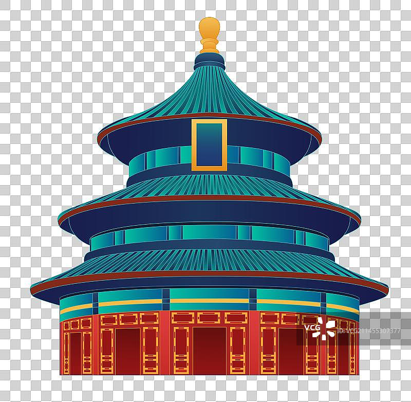 北京城市地标建筑天坛公园插画图片素材