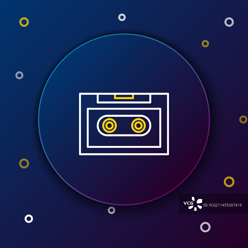 线条复古录音带图标，隔离图片素材