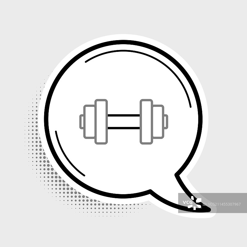灰色背景上的哑铃线条图标图片素材