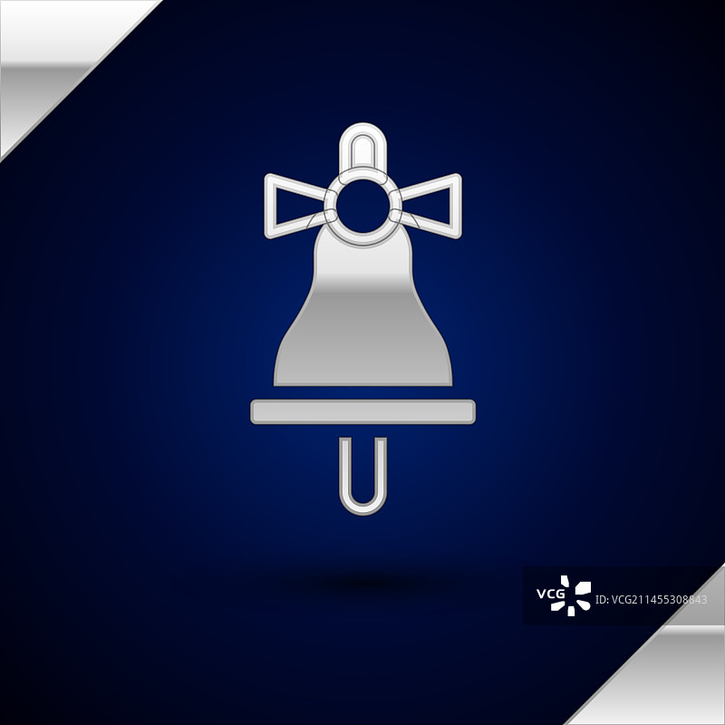 隔离的银色圣诞节响铃图标图片素材