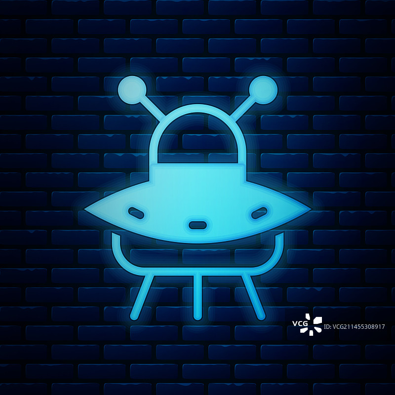 发光的霓虹灯UFO飞船图标图片素材