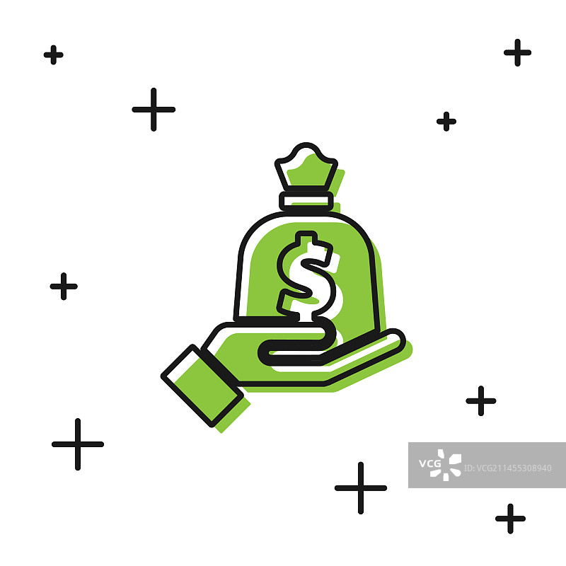 黑色手持钱袋图标图片素材