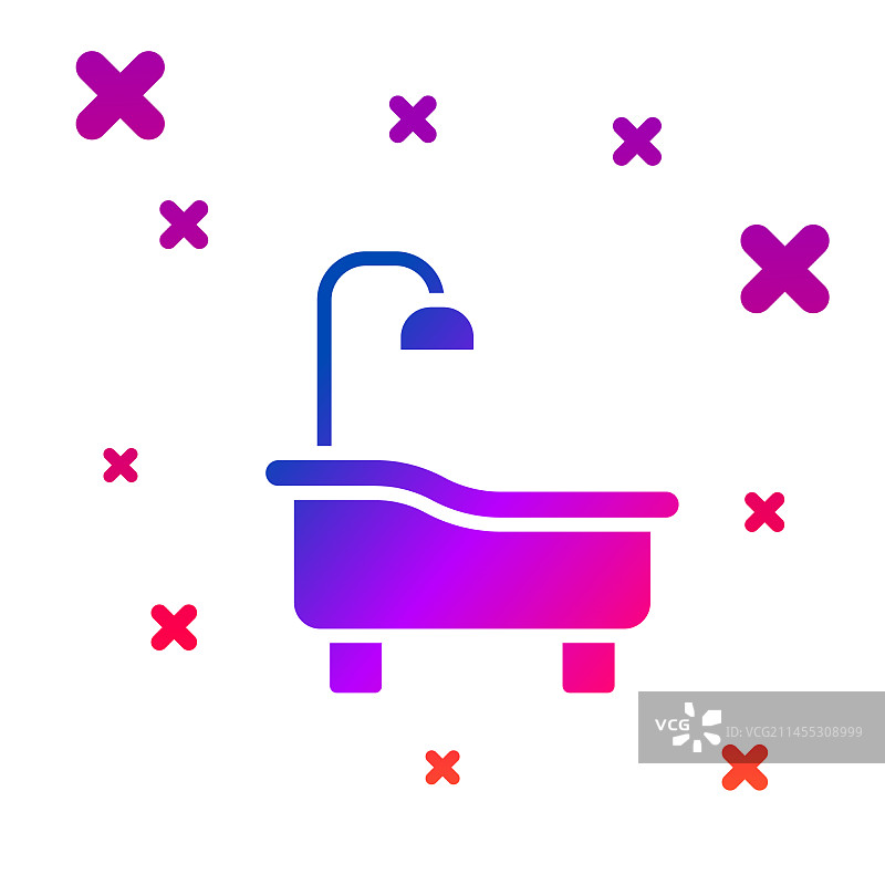 白色背景上的彩色浴缸图标图片素材