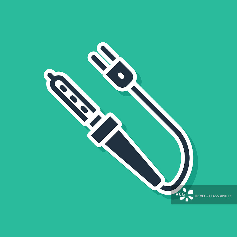 绿色背景上的蓝色电烙铁图标图片素材