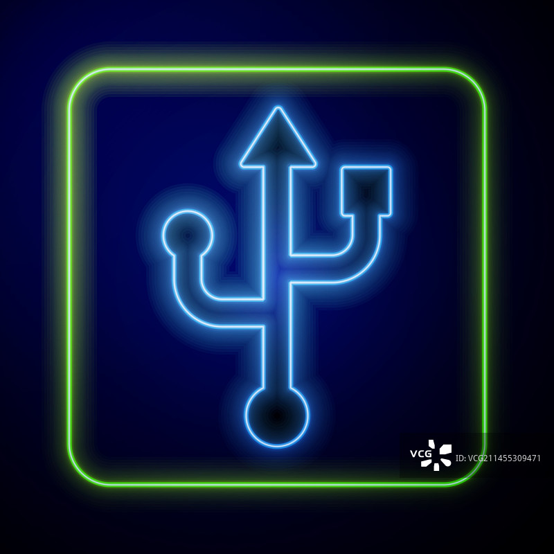 发光霓虹灯USB符号图标图片素材